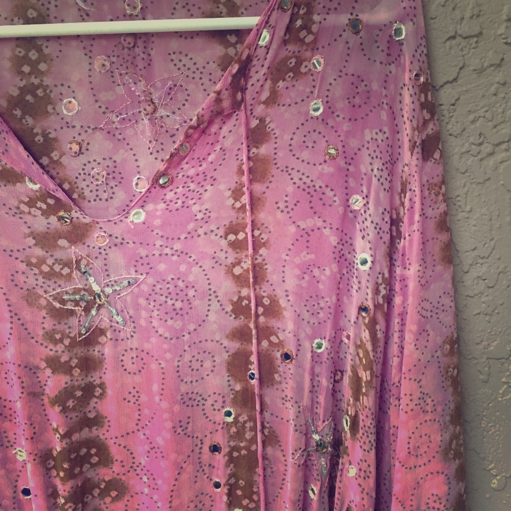 Victorias Secret pink tunic ethnic print tie waist